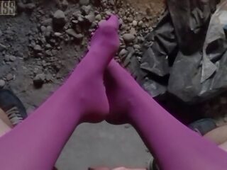 Pov clip di nightmiss piedi in viola collant dando sciatto sega sesso video filmati