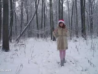 White stocking outdoor snow fight. Happy New Year wishes from Jeny Smith