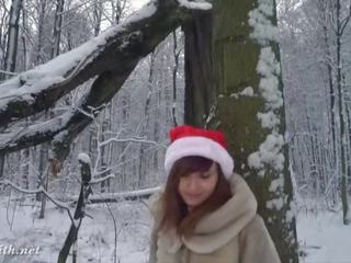 White stocking outdoor snow fight. Happy New Year wishes from Jeny Smith